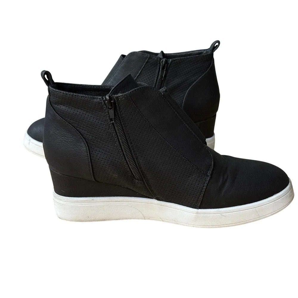 Dream Pairs Womens Black Hidden Wedge Sneakers High Top Zip Up Shoes‎ Size 10